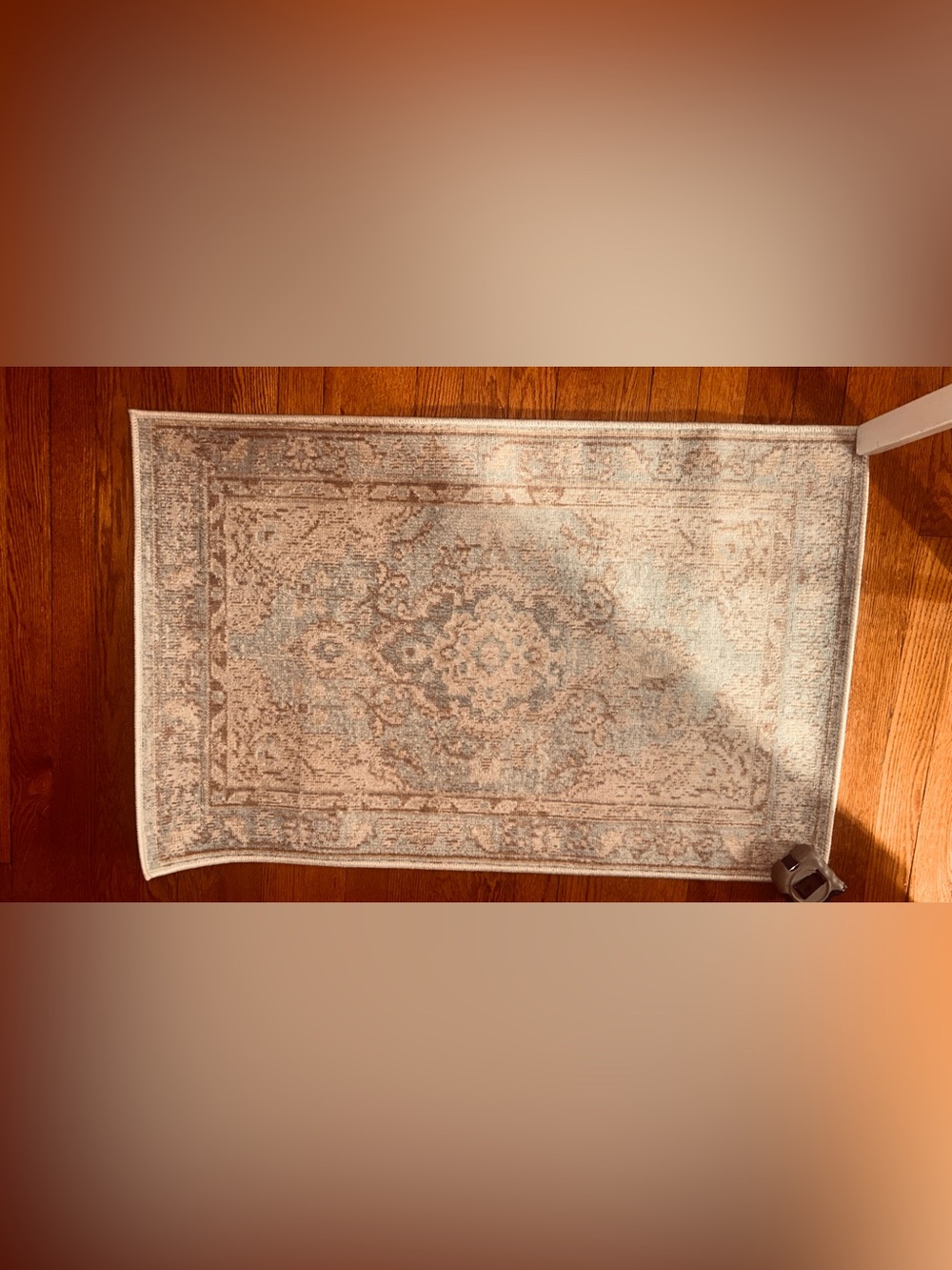 Classic Ivory and Light Blue Momeni Rug - Neutral Vintage Style 36”.x 23 1/2”